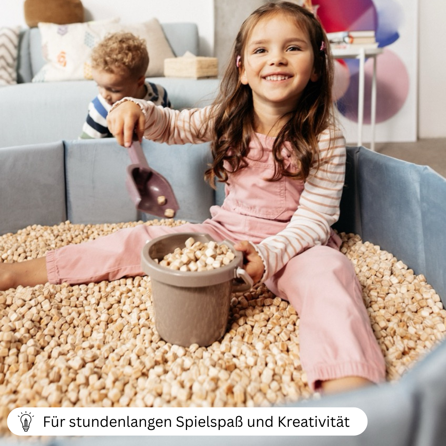 SET Indoor Würfel-Sandkasten (Becken + Holzwürfel)