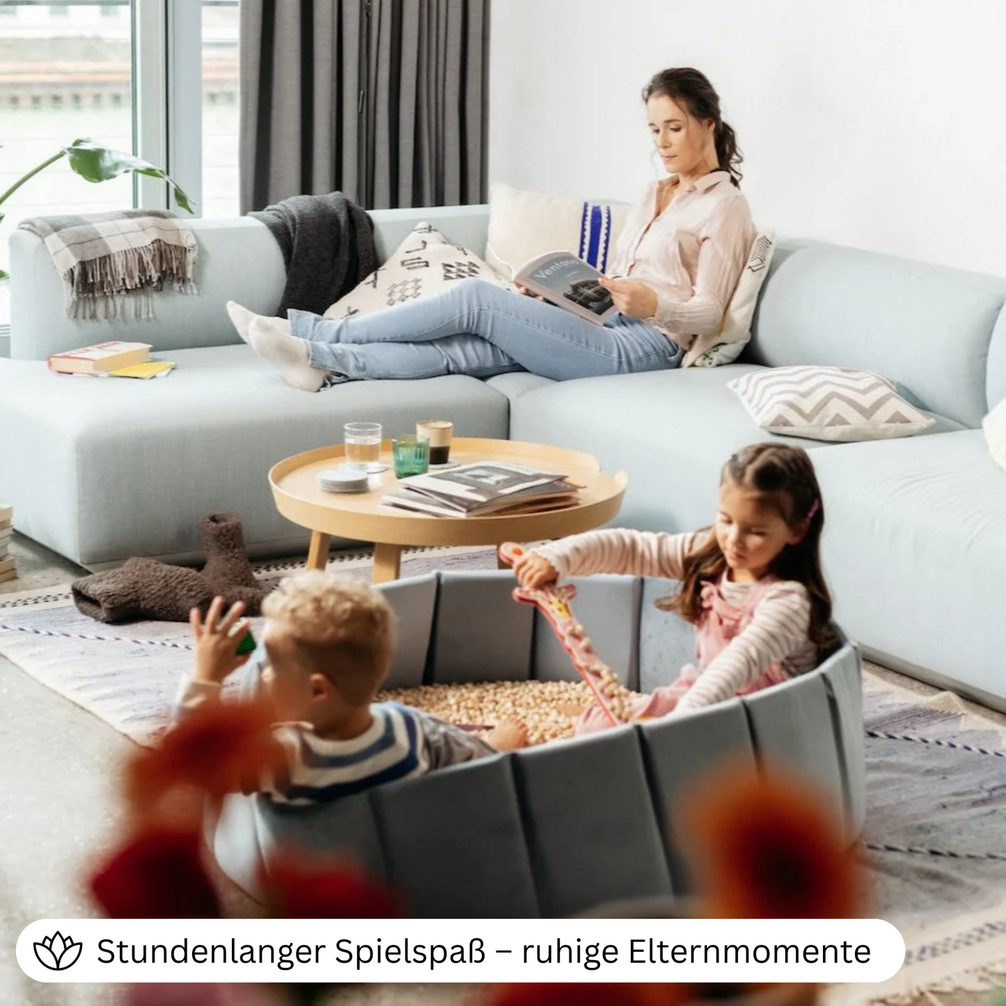 SET Indoor Würfel-Sandkasten (Becken + Holzwürfel)