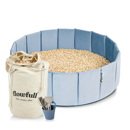 Flowfull® Sensorik-Würfelbecken – Set mit Kreativwürfeln + Werkzeug