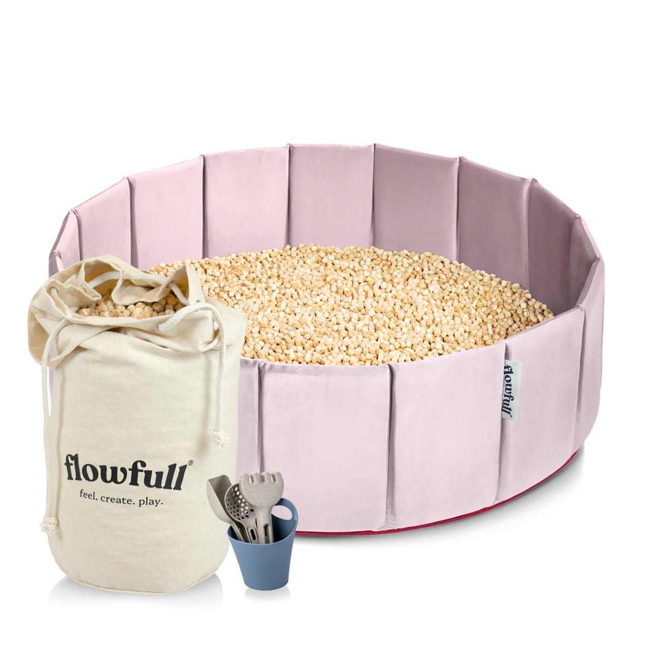 Flowfull® Sensorik-Würfelbecken – Set mit Kreativwürfeln + Werkzeug