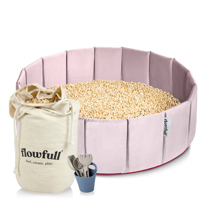 Flowfull® Sensorik-Würfelbecken – Set mit Kreativwürfeln + Werkzeug