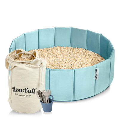 Flowfull® Sensorik-Würfelbecken – Set mit Kreativwürfeln + Werkzeug