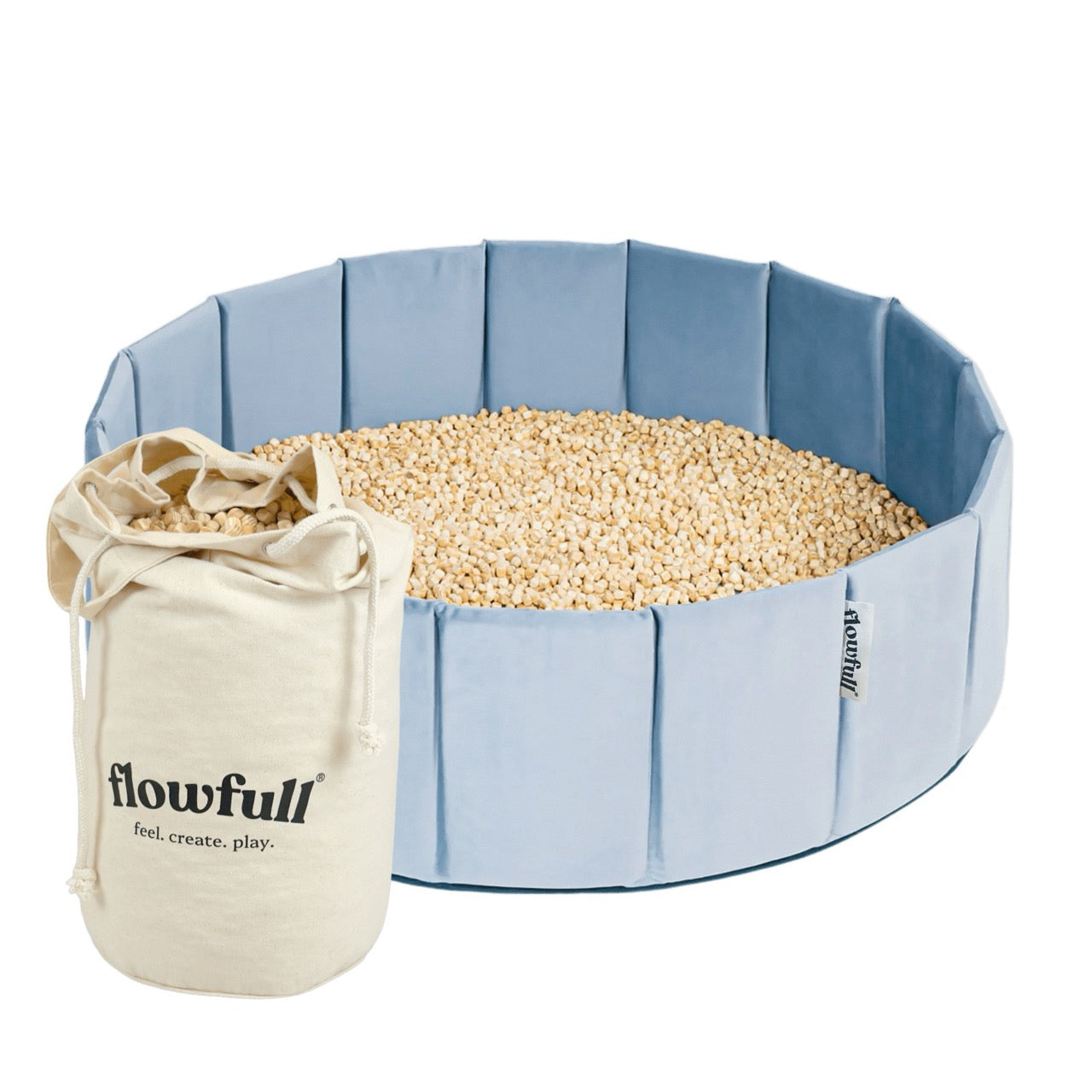 Flowfull® Sensorik-Würfelbecken – Set mit Kreativwürfeln + Werkzeug