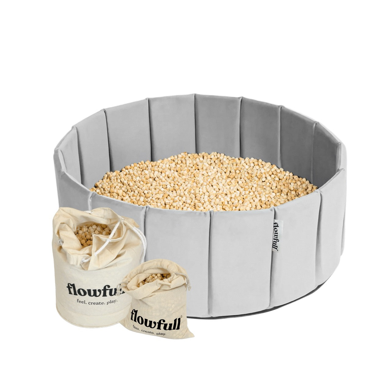 Flowfull® Sensorik-Würfelbecken – Set mit Kreativwürfeln + Werkzeug