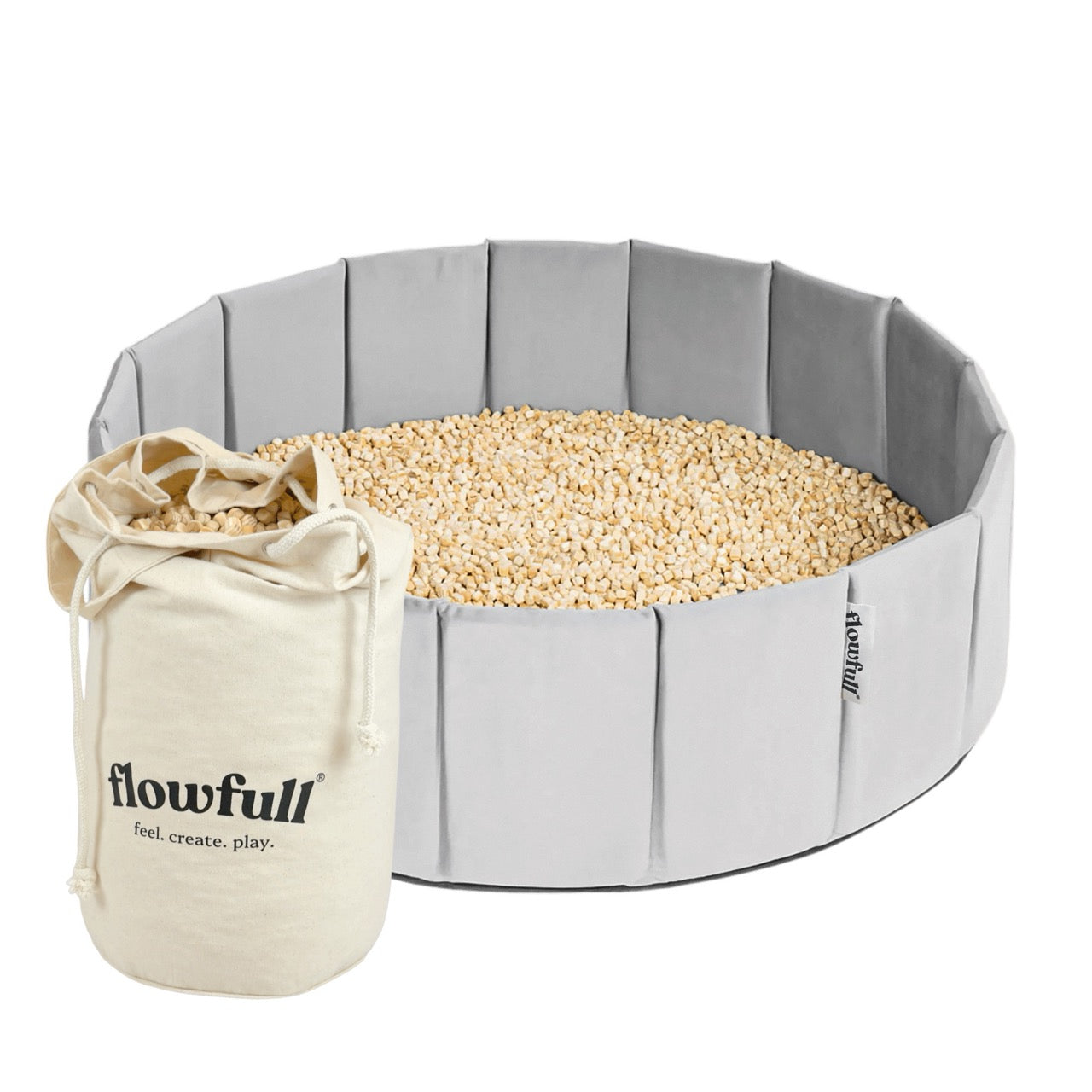 Flowfull® Sensorik-Würfelbecken – Set mit Kreativwürfeln + Werkzeug