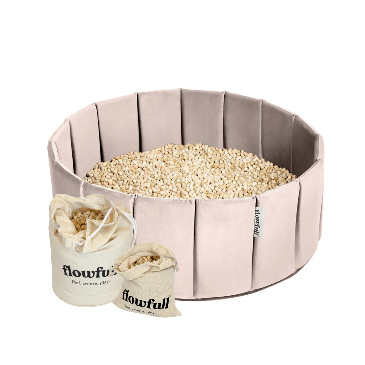 Flowfull® Sensorik-Würfelbecken – Set mit Kreativwürfeln + Werkzeug