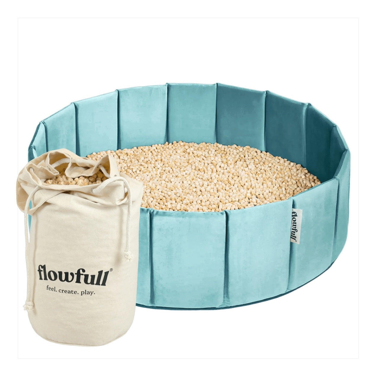 Flowfull® Sensorik-Würfelbecken – Set mit Kreativwürfeln + Werkzeug