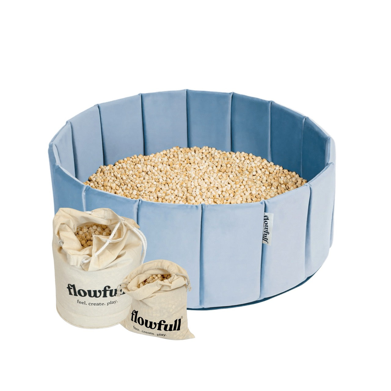 Flowfull® Sensorik-Würfelbecken – Set mit Kreativwürfeln + Werkzeug