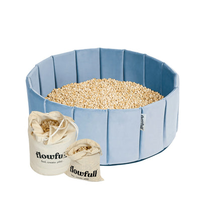 Flowfull® Sensorik-Würfelbecken – Set mit Kreativwürfeln + Werkzeug